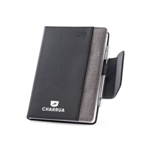 Elegante Agenda A5 em PU e Poliéster com caneta